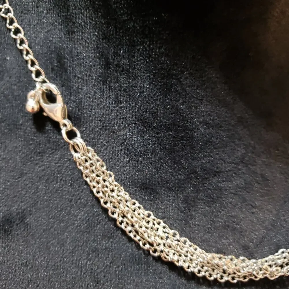 Womens Fashion Silver Tone Circular Curb Chain Necklace Jewelry w/ Lobster Clasp
